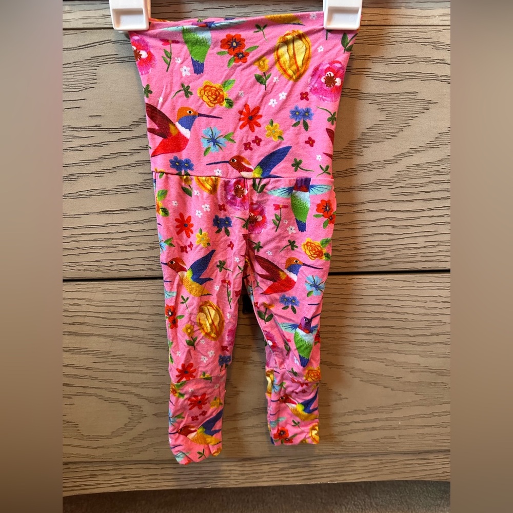 Muse Threads Floral Pink Kids Leggings with charming floral and hummingbirds